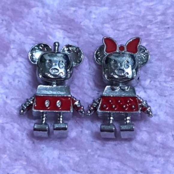 2 Pieces Disney Mickey Minnie Mouse Robot Bot Collection Charm Bundle Set - Picture 2 of 2